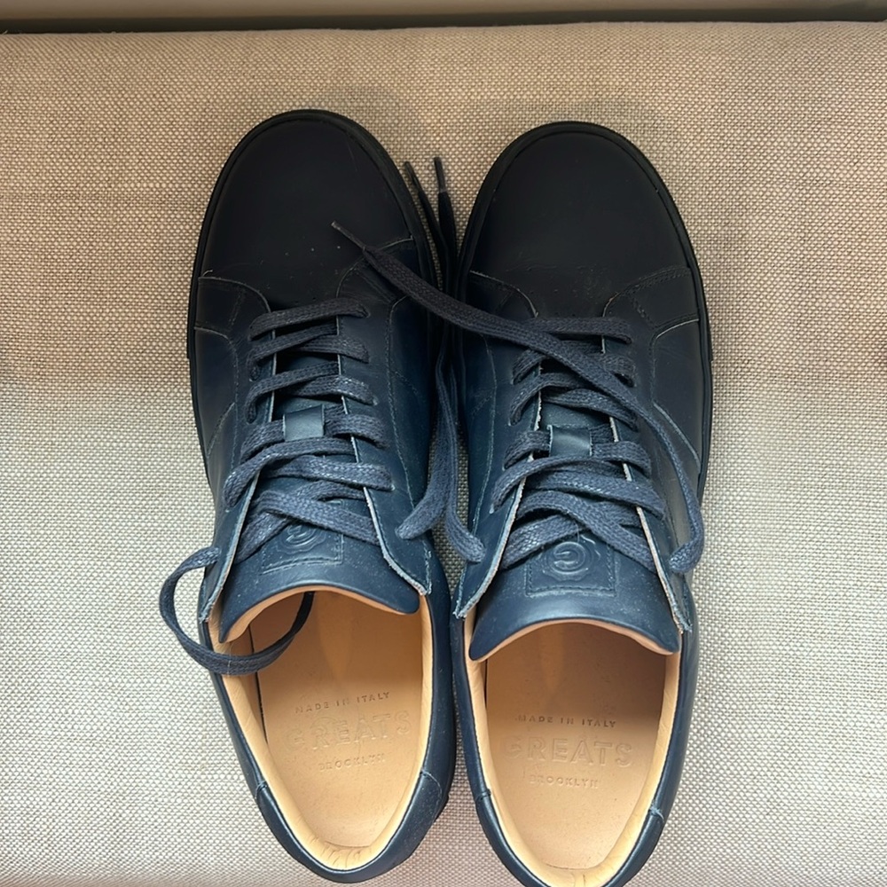 Navy blue GREATS leather sneakers - style: Royale